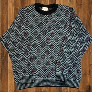 Vintage Knit Sweater XL – Chevron Geometric Pattern, Made in Canada